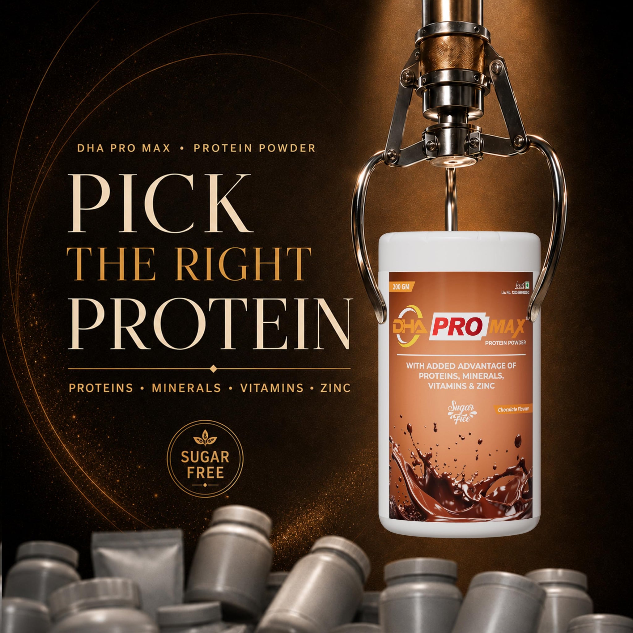 ETHIXELITE DHA Pro Max Sugar Free Chocolate Protein Powder with Vitamins, Minerals and Zinc - back view