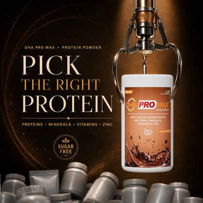 ETHIXELITE DHA Pro Max Sugar Free Chocolate Protein Powder with Vitamins, Minerals and Zinc - back view