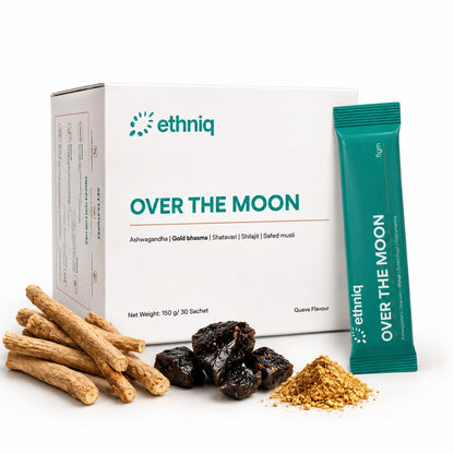 Ethniq Over The Moon Ayurvedic Herbal Drink Mix, 30 Sachets (5g Each), AYUSH Licensed and GMP Certified