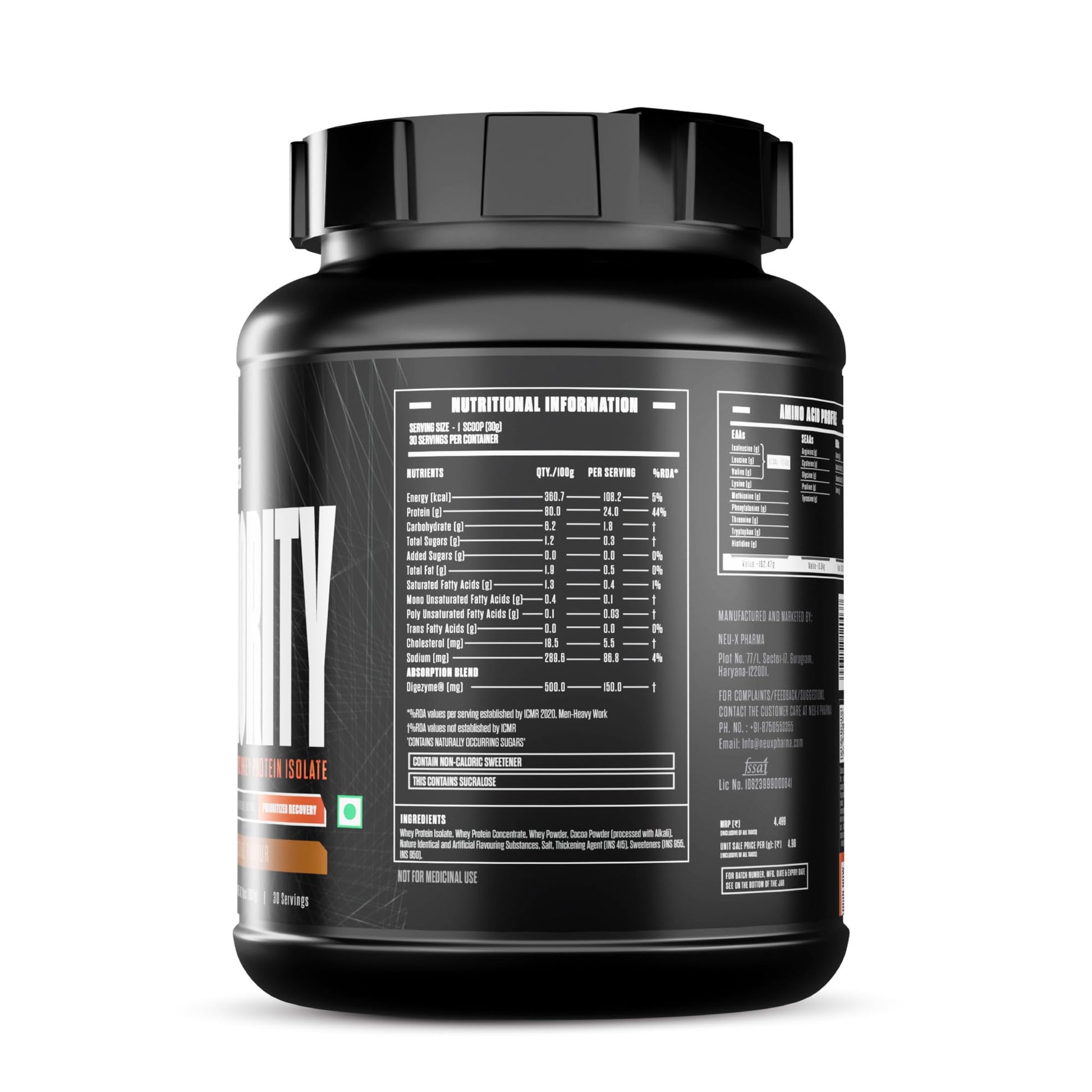 Exalt Supps Priority Whey Protein Isolate Powder, 907g, Adult Nutrition Supplement with Digezyme - front view (11)