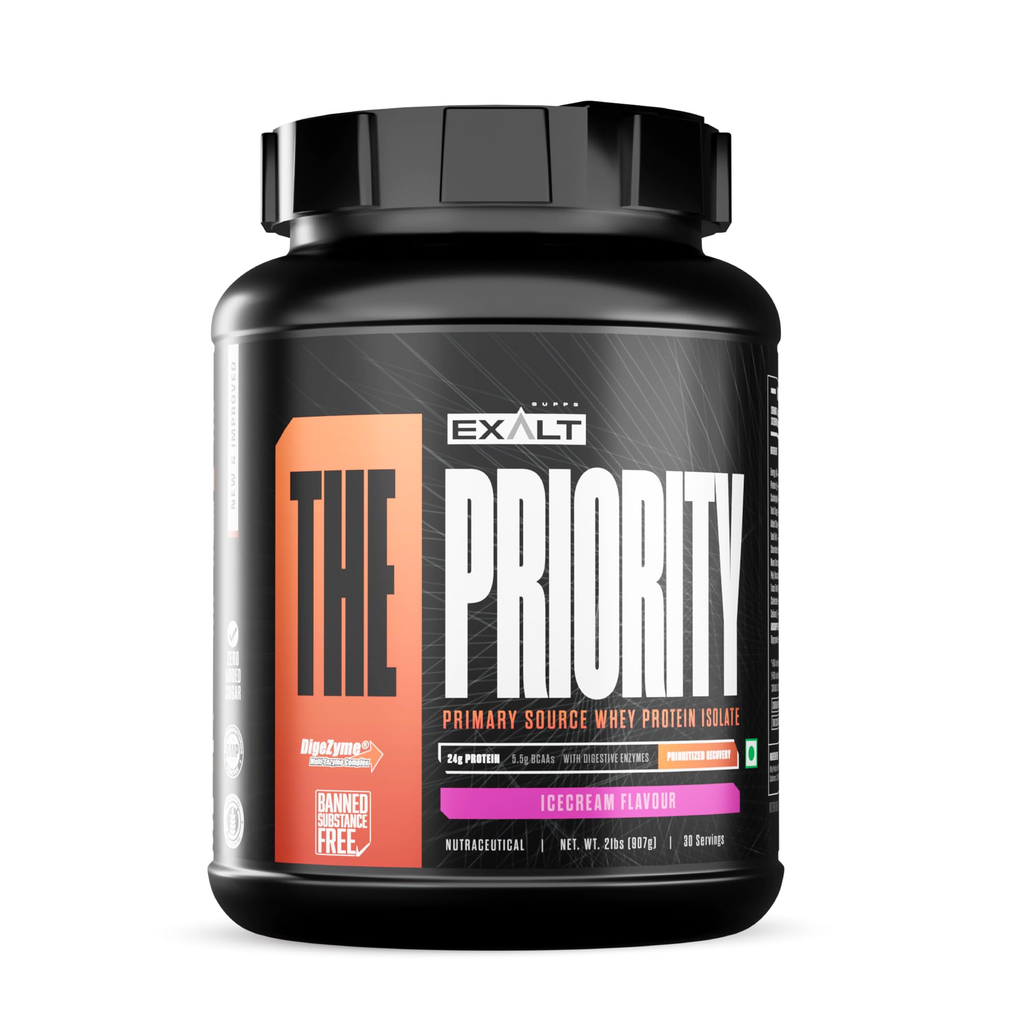 Exalt Supps Priority Whey Protein Isolate Powder, 907g, Adult Nutrition Supplement with Digezyme (18)