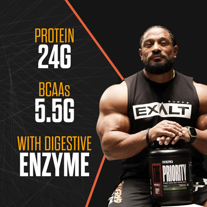 Exalt Supps Priority Whey Protein Isolate Powder, 907g, Adult Nutrition Supplement with Digezyme - packaging