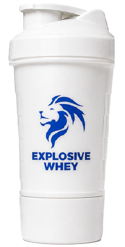 EXPLOSIVE WHEY Protein Shaker Bottle, 600ml, BPA-Free, Leak-Proof, with Storage Compartment