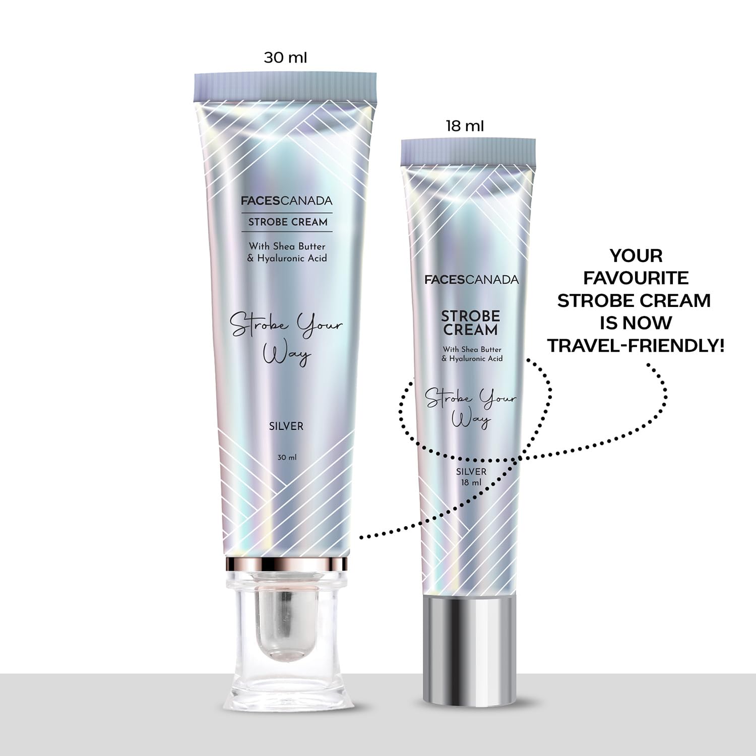 FACESCANADA Strobe Cream, 18ml, Illuminating Primer and Highlighter with Shea Butter and Hyaluronic Acid - close-up detail (2