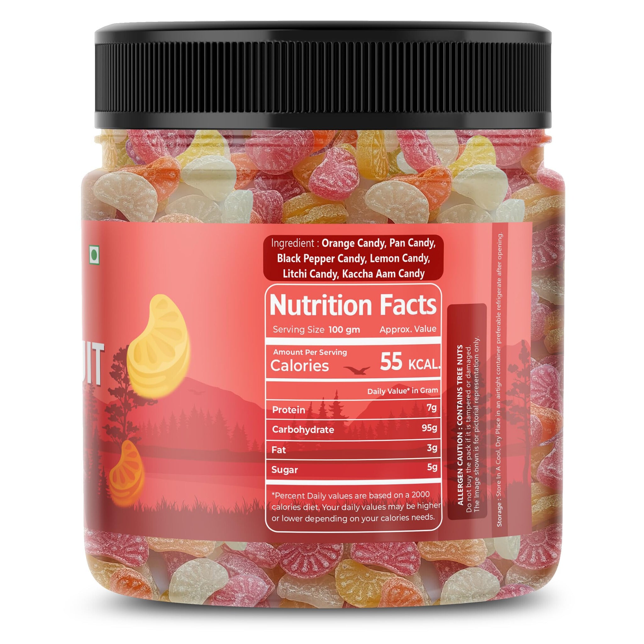 Farm Cove Dry Fruit Candy, Mixed Real Fruit Bites, Chewy Fruit Snack for Kids and Adults - back view