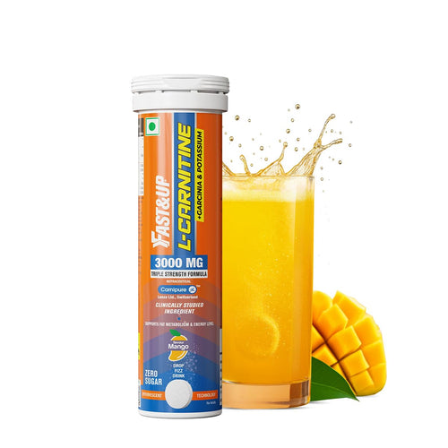 FAST&UP L-Carnitine Tartrate Effervescent Tablets, 3000mg, Mango Flavor, 10 Count