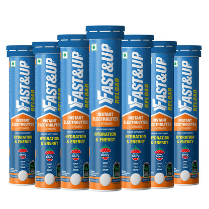 Fast&Up Reload (10 Litres) Low Sugar energy drink for Instant Hydration - 40 Effervescent Tablets with all 5 Essential Electr