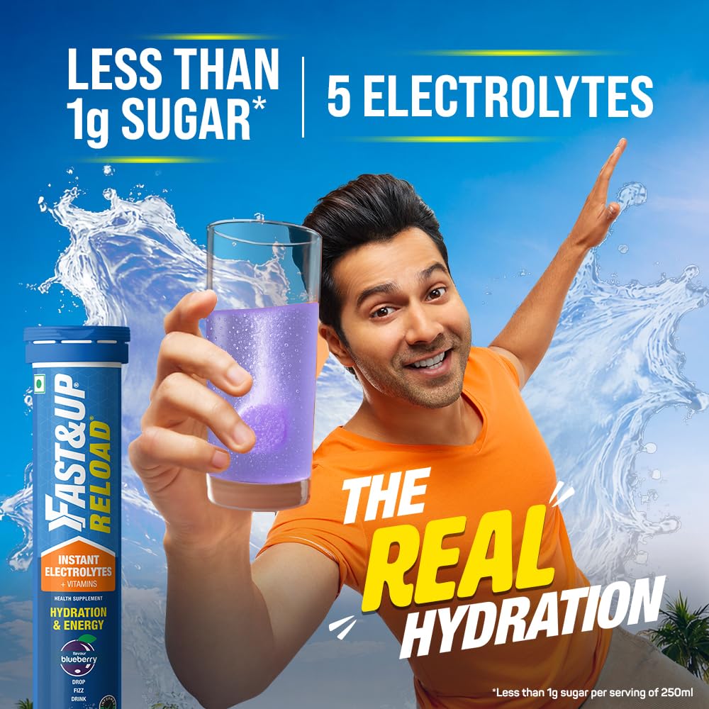 Fast&Up Reload (10 Litres) Low Sugar energy drink for Instant Hydration - 40 Effervescent Tablets with all 5 Essential Electr