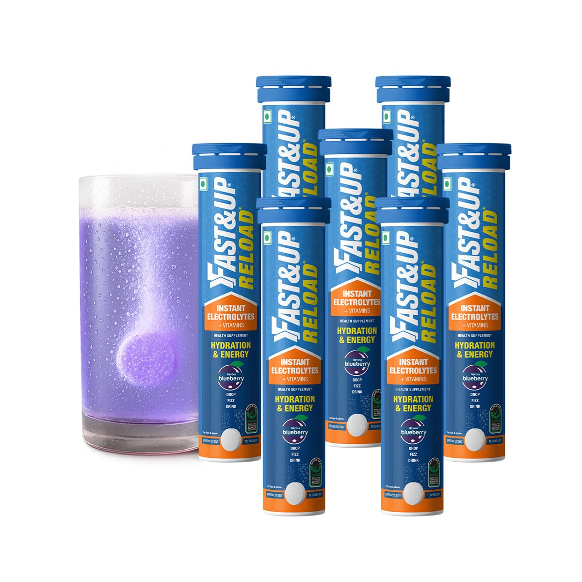 Fast&Up Reload (10 Litres) Low Sugar energy drink for Instant Hydration - 40 Effervescent Tablets with all 5 Essential Electr