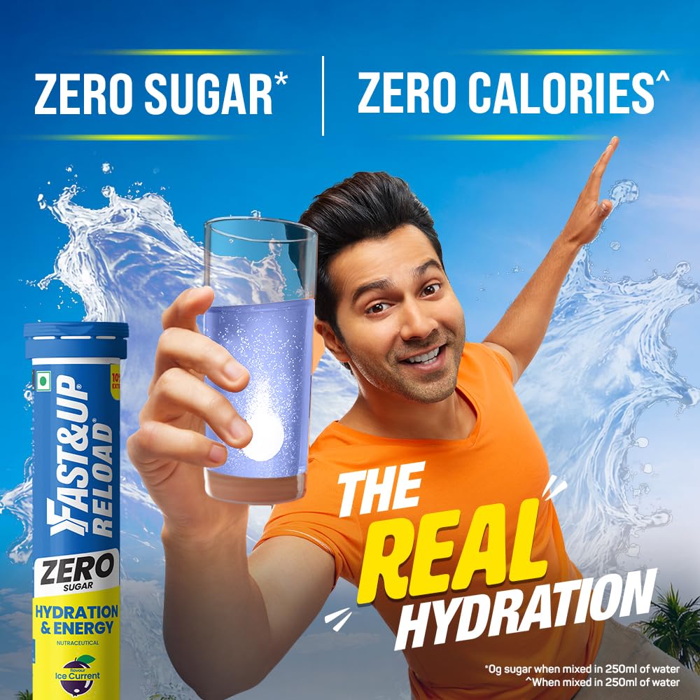 Fast&Up Reload (10 Litres) Low Sugar energy drink for Instant Hydration - 40 Effervescent Tablets with all 5 Essential Electr