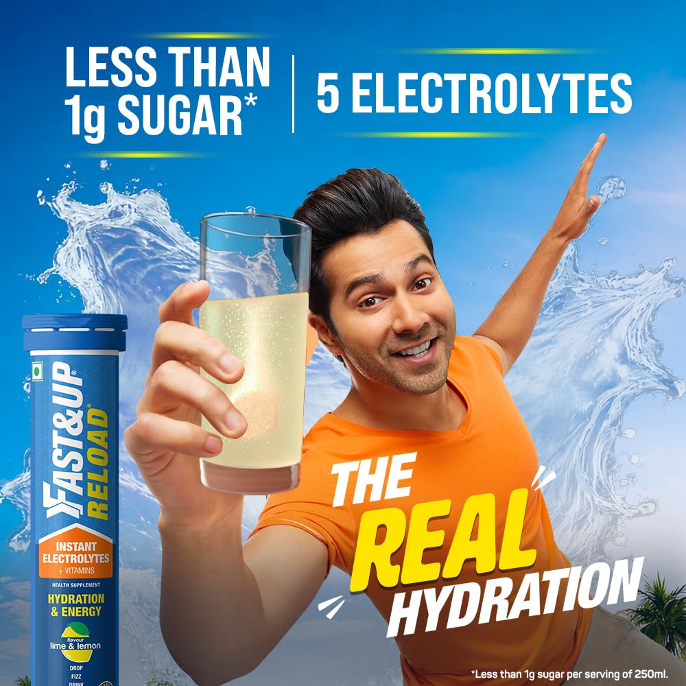 Fast&Up Reload (10 Litres) Low Sugar energy drink for Instant Hydration - 40 Effervescent Tablets with all 5 Essential Electr