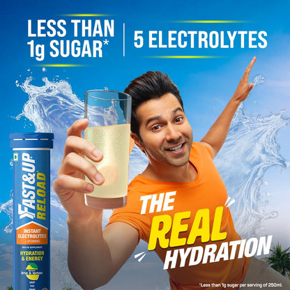 Fast&Up Reload (10 Litres) Low Sugar energy drink for Instant Hydration - 40 Effervescent Tablets with all 5 Essential Electr