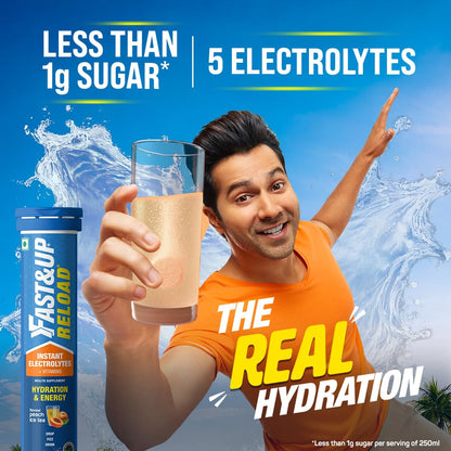 Fast&Up Reload (10 Litres) Low Sugar energy drink for Instant Hydration - 40 Effervescent Tablets with all 5 Essential Electr