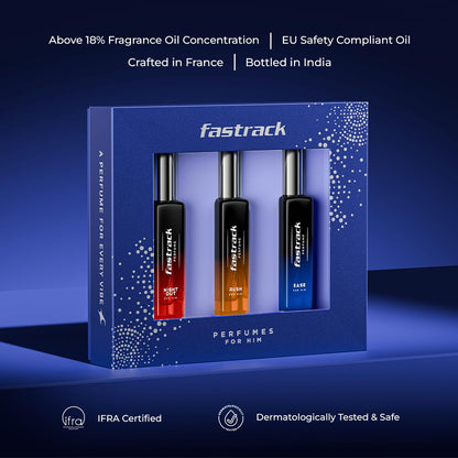 Fastrack Perfume Gift Set for Men – Ease, Night Out & Rush (3 x 20ml) – Rakhi Special for Brother - packaging