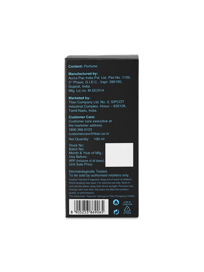 Fastrack Trance Men Perfume Wood Scent Spray, 100ml by Titan Company, Modern - ingredients panel