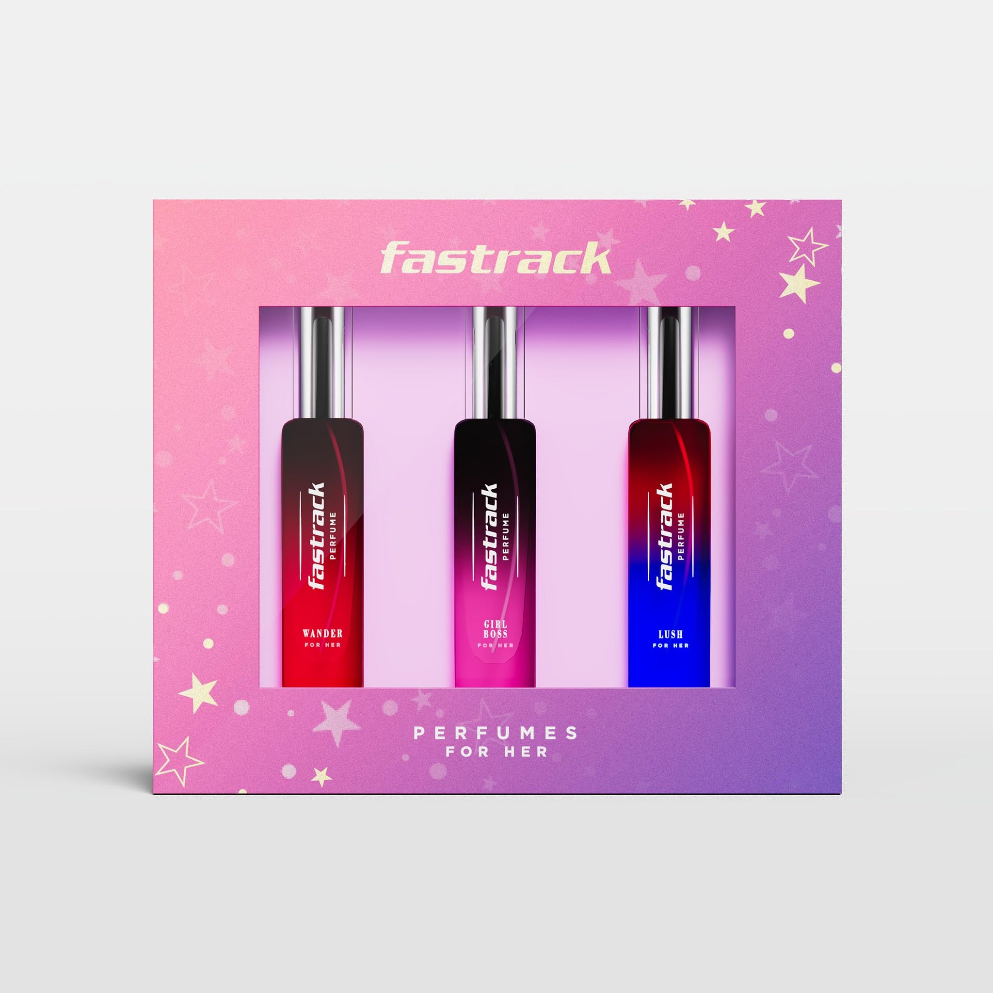 Fastrack Women's Eau de Parfum Gift Set, 3x20ml Perfume Trio, Girl Boss Lush Wander, IFRA Certified, Dermatologically Tested