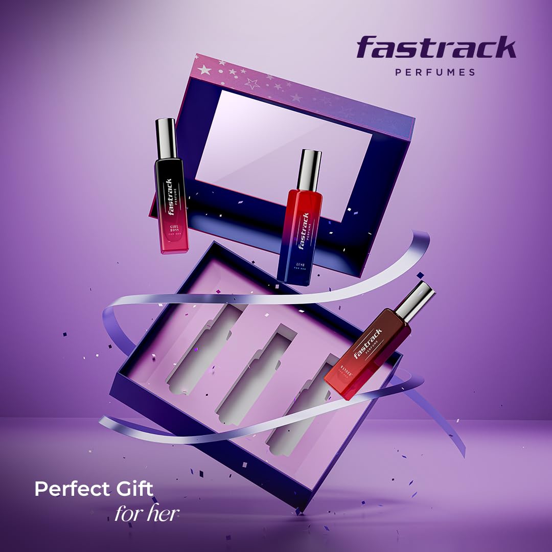 Fastrack Women's Eau de Parfum Gift Set, 3x20ml Perfume Trio, Girl Boss Lush Wander, IFRA Certified, Dermatologically Tested 
