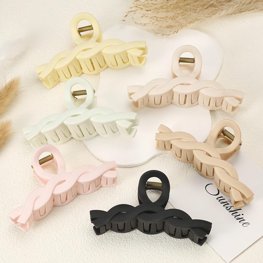 FemiDazzle Hair Claw Clips, Strong Hold Matte Nonslip Claws, Multicolor Set for Women - in use (16)