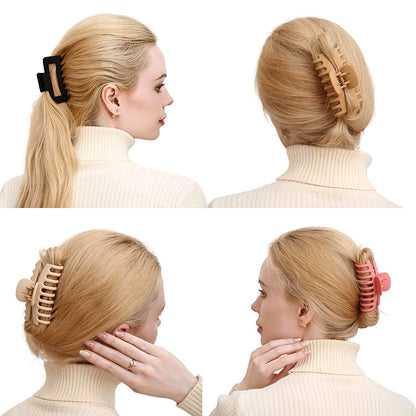 FemiDazzle Hair Claw Clips, Strong Hold Matte Nonslip Claws, Multicolor Set for Women - front view
