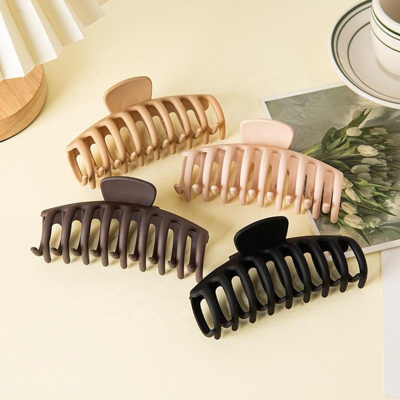 FemiDazzle Hair Claw Clips, Strong Hold Matte Nonslip Claws, Multicolor Set for Women - size and scale
