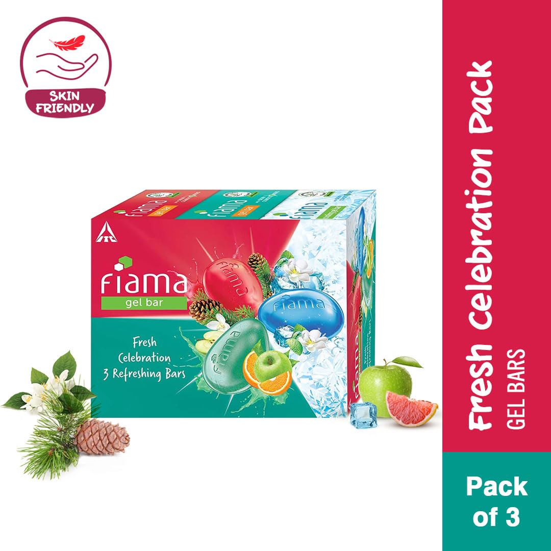 Fiama Gel Bathing Bar Fresh Celebration Multipack, Solid Soap Bars, Unisex - front view
