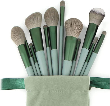 First Beauty 13 Piece Makeup Brush Set, Synthetic Bristles with Travel Bag for Foundation Concealer Eyeshadow Blush