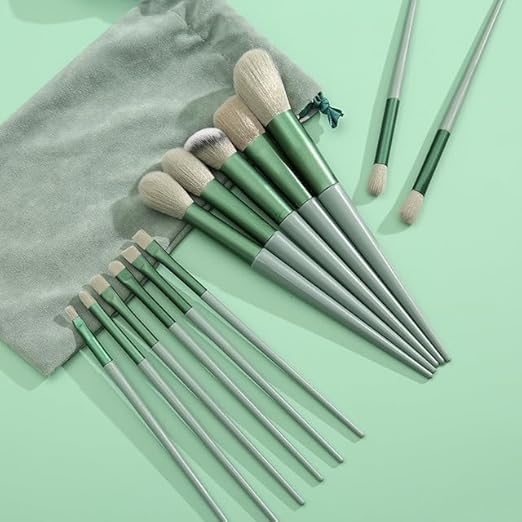 First Beauty 13 Piece Makeup Brush Set, Synthetic Bristles with Travel Bag for Foundation Concealer Eyeshadow Blush - back vi