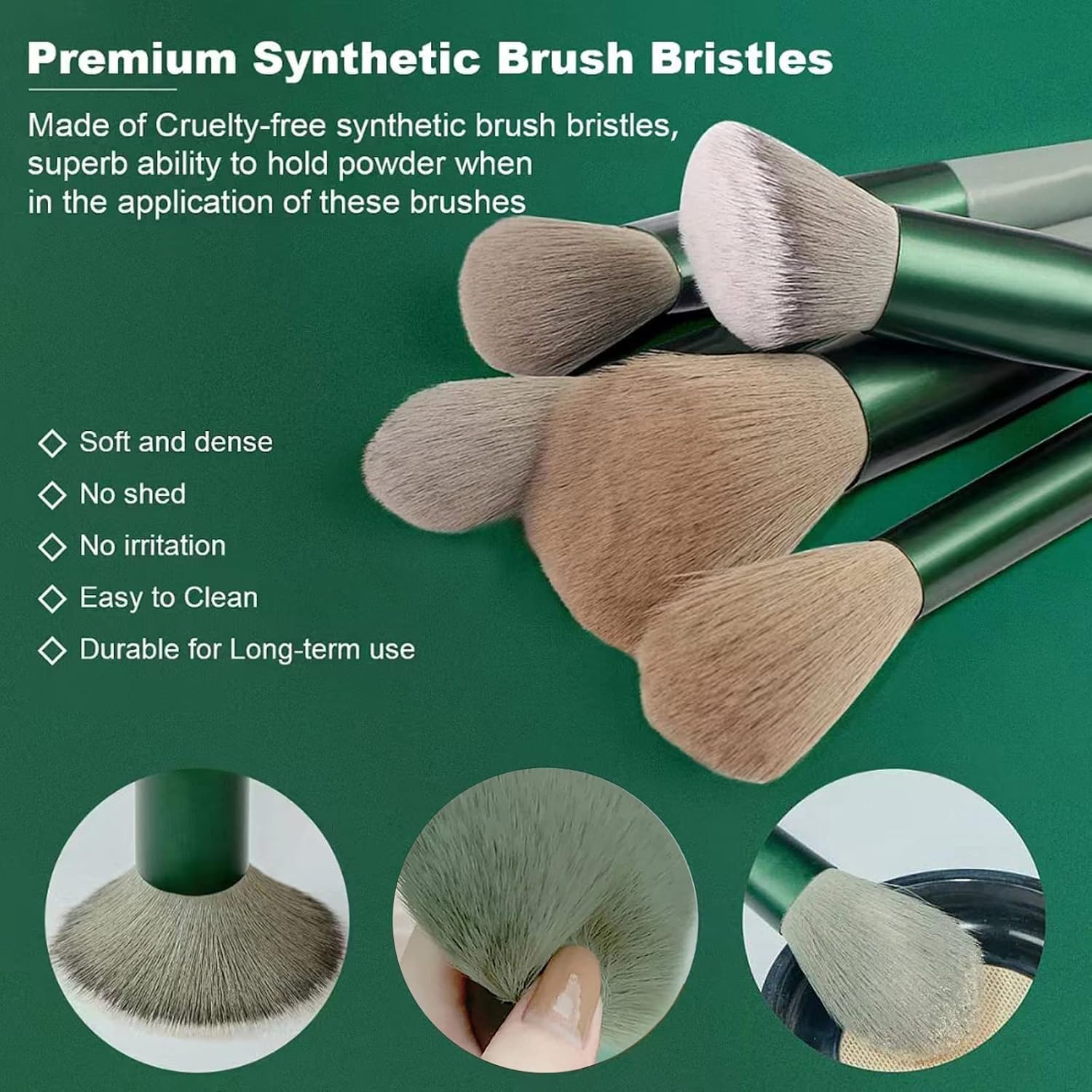 First Beauty 13 Piece Makeup Brush Set, Synthetic Bristles with Travel Bag for Foundation Concealer Eyeshadow Blush - label d