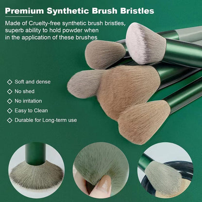 First Beauty 13 Piece Makeup Brush Set, Synthetic Bristles with Travel Bag for Foundation Concealer Eyeshadow Blush - label d