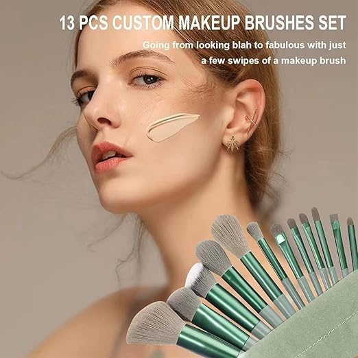 First Beauty 13 Piece Makeup Brush Set, Synthetic Bristles with Travel Bag for Foundation Concealer Eyeshadow Blush - ingredi
