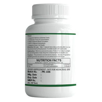 Fitness Prime Organic Spirulina 800mg Herbal Supplement Capsules, 180 Count, Adult Use - back view