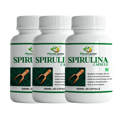 Fitness Prime Organic Spirulina 800mg Herbal Supplement Capsules, 180 Count, Adult Use (7)