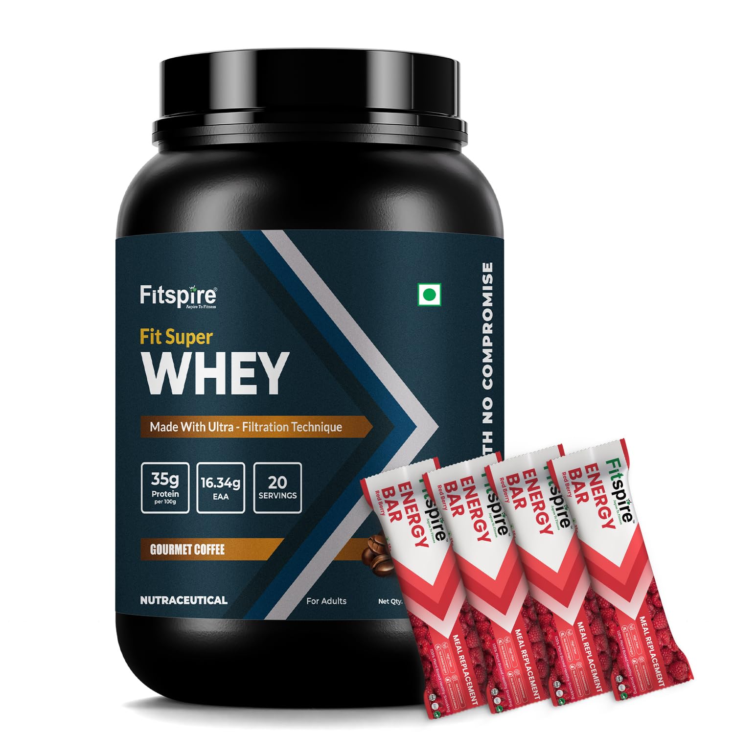 Fitspire Fit Super Whey Protein Powder, 1kg, Adult Protein Supplement, Zero Sugar, Digestive Enzyme Blend