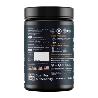 Fitspire Whey Protein Powder Combo, 35g Protein per 100g, Zero Sugar, Digestive Enzymes, 2-Pack - close-up detail