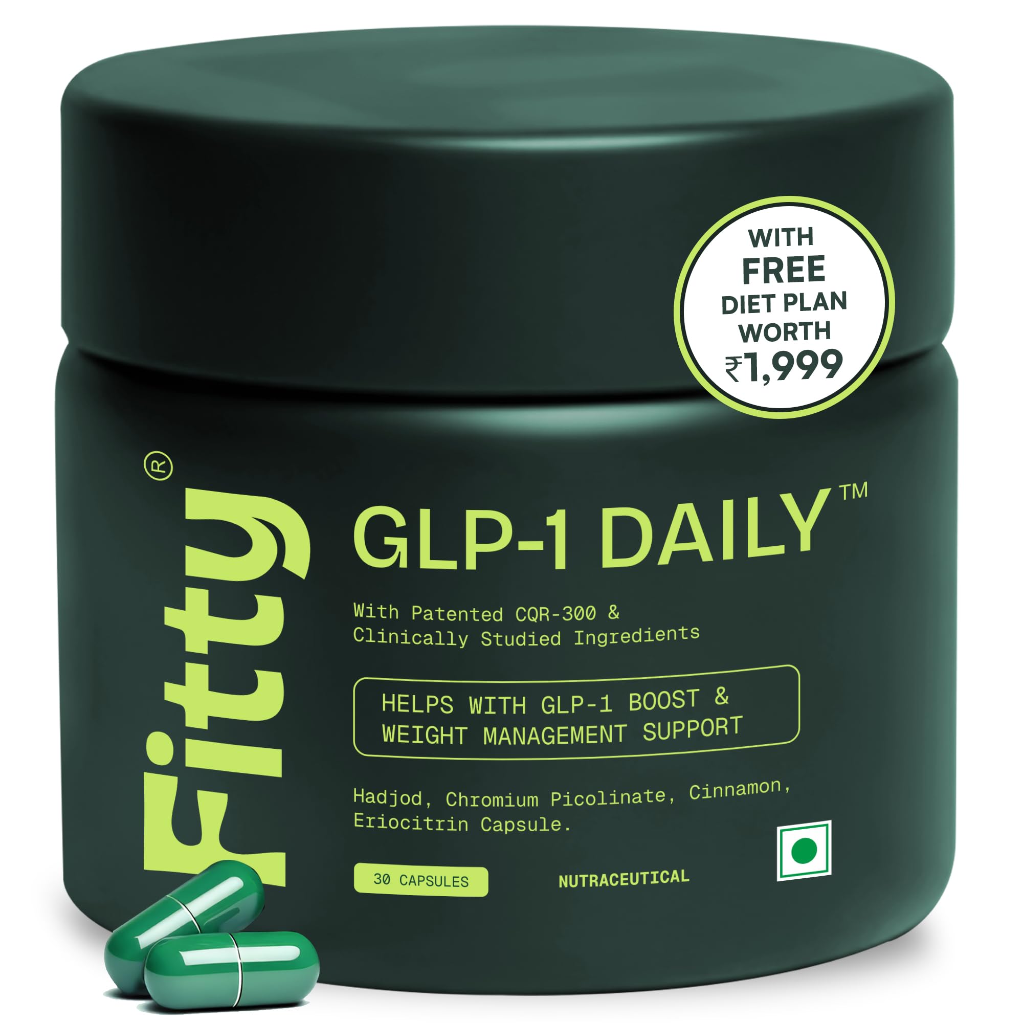 Fitty GLP-1 Daily Nutritional Supplement Capsules, 30 Capsules, Plant-Based, Sugar-Free