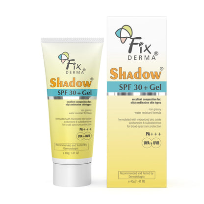 FIXDERMA Shadow Sunscreen Gel SPF 30+ Broad Spectrum | Lightweight Water Resistant for Oily Skin