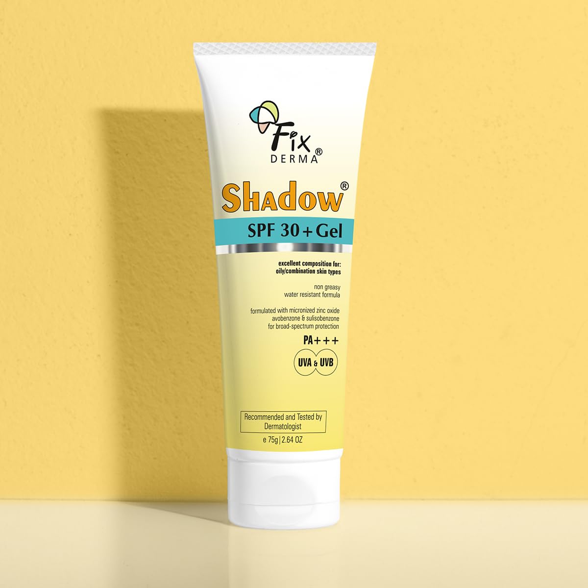 FIXDERMA Shadow Sunscreen Gel SPF 30+ Broad Spectrum | Lightweight Water Resistant for Oily Skin - front view (17)