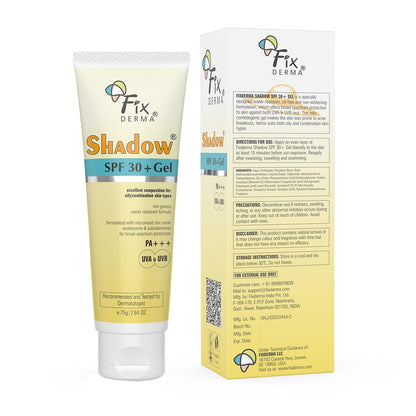 FIXDERMA Shadow Sunscreen Gel SPF 30+ Broad Spectrum | Lightweight Water Resistant for Oily Skin - ingredients panel (18)