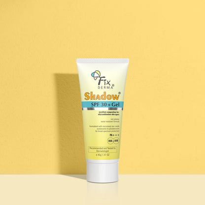 FIXDERMA Shadow Sunscreen Gel SPF 30+ Broad Spectrum | Lightweight Water Resistant for Oily Skin - front view