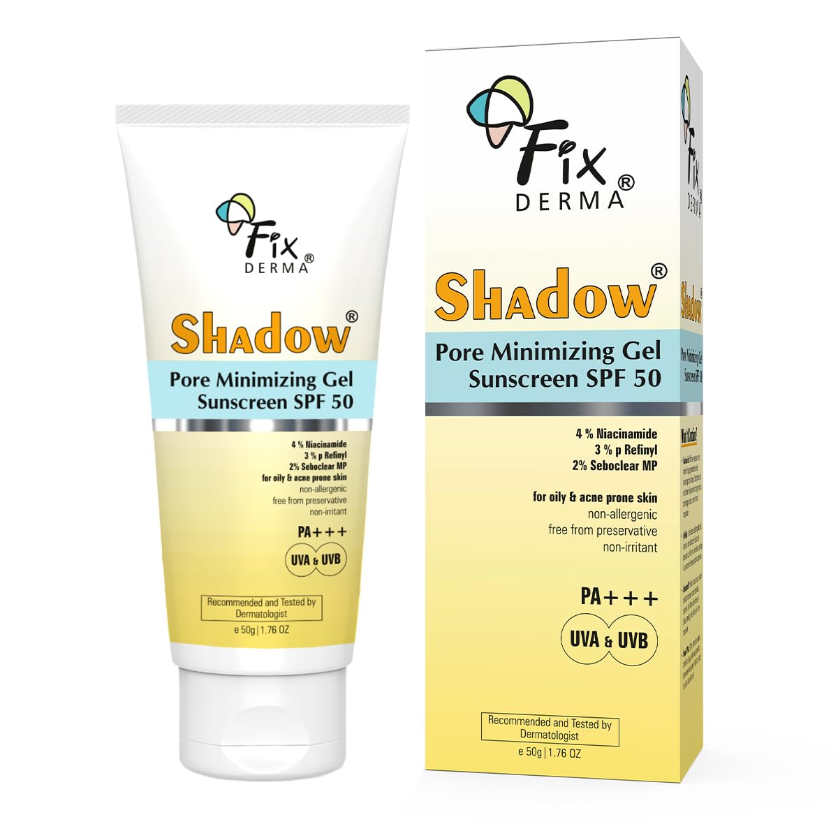FIXDERMA Shadow Sunscreen Gel SPF 30+ Broad Spectrum | Lightweight Water Resistant for Oily Skin - close-up detail (24)