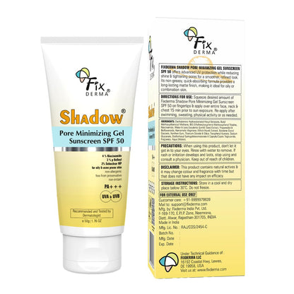 FIXDERMA Shadow Sunscreen Gel SPF 30+ Broad Spectrum | Lightweight Water Resistant for Oily Skin - in use