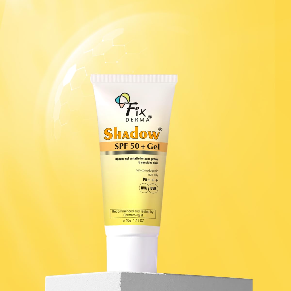 FIXDERMA Shadow Sunscreen Gel SPF 30+ Broad Spectrum | Lightweight Water Resistant for Oily Skin - front view (27)
