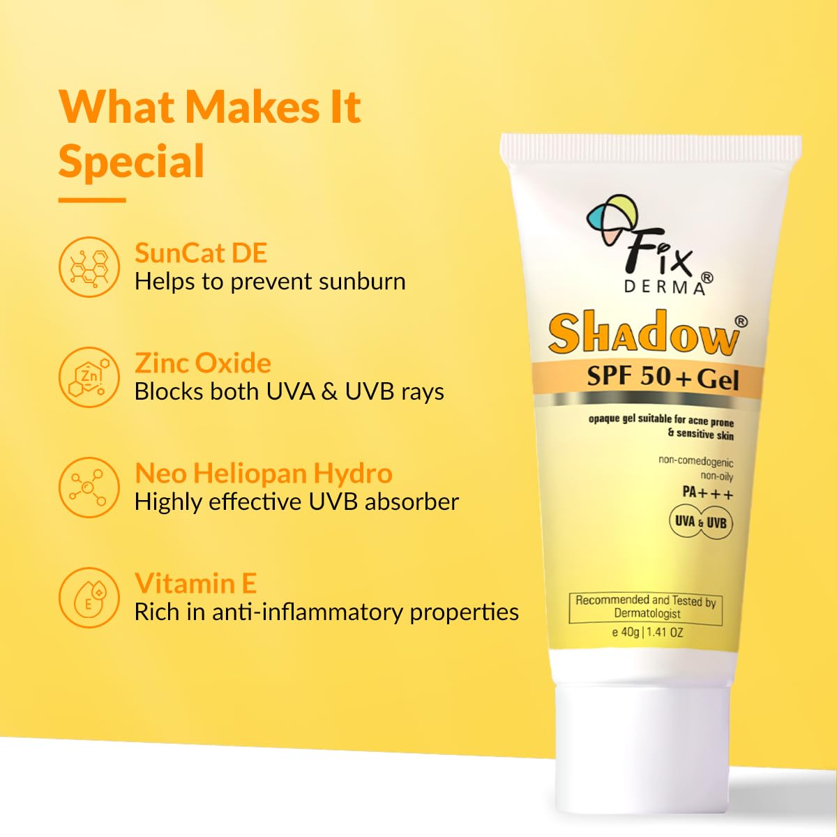 FIXDERMA Shadow Sunscreen Gel SPF 30+ Broad Spectrum | Lightweight Water Resistant for Oily Skin - packaging (29)