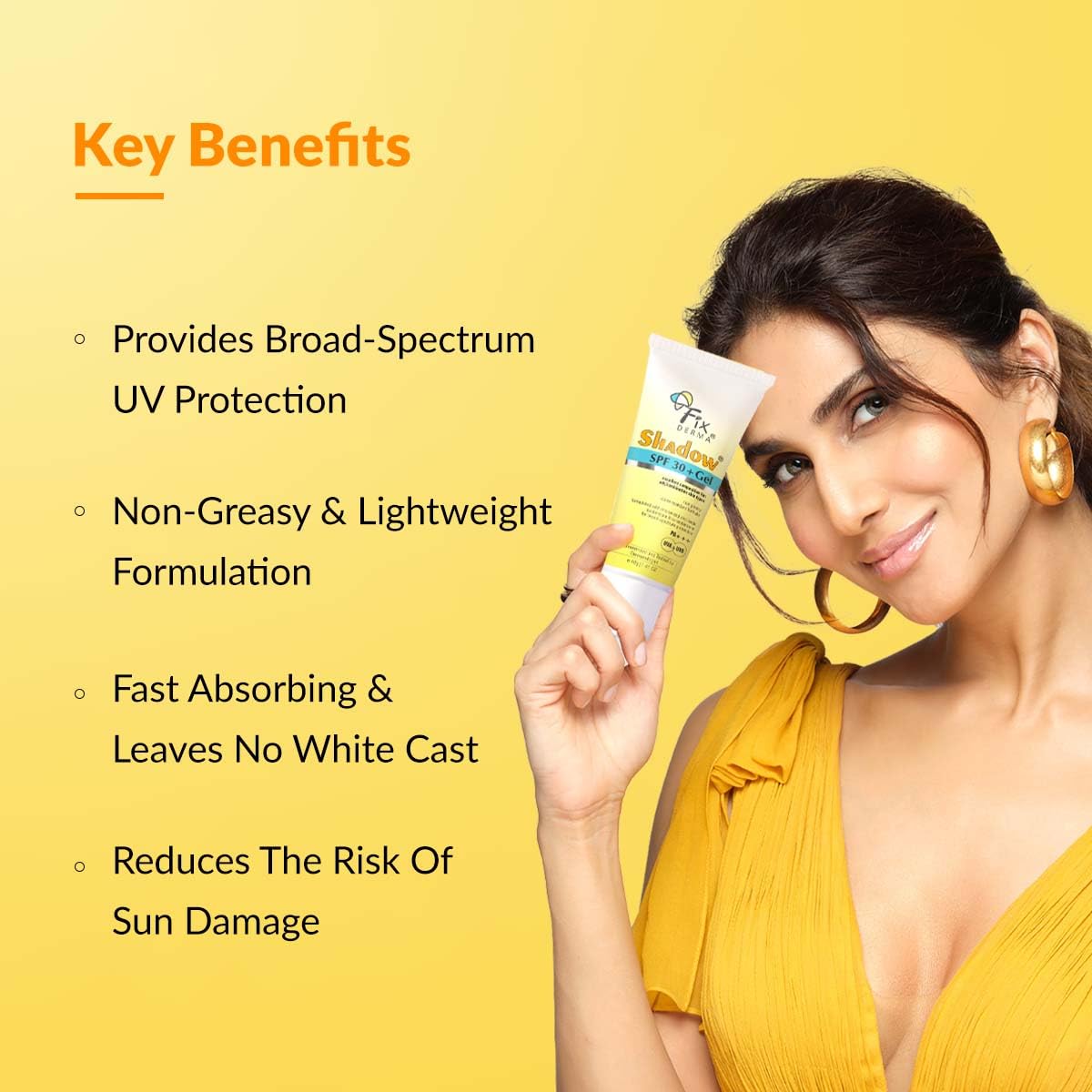 FIXDERMA Shadow Sunscreen Gel SPF 30+ Broad Spectrum | Lightweight Water Resistant for Oily Skin - back view