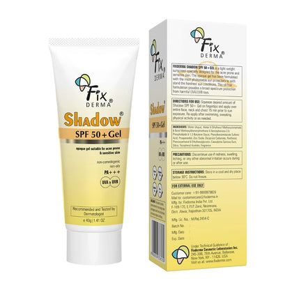 FIXDERMA Shadow Sunscreen Gel SPF 30+ Broad Spectrum | Lightweight Water Resistant for Oily Skin - ingredients panel (30)