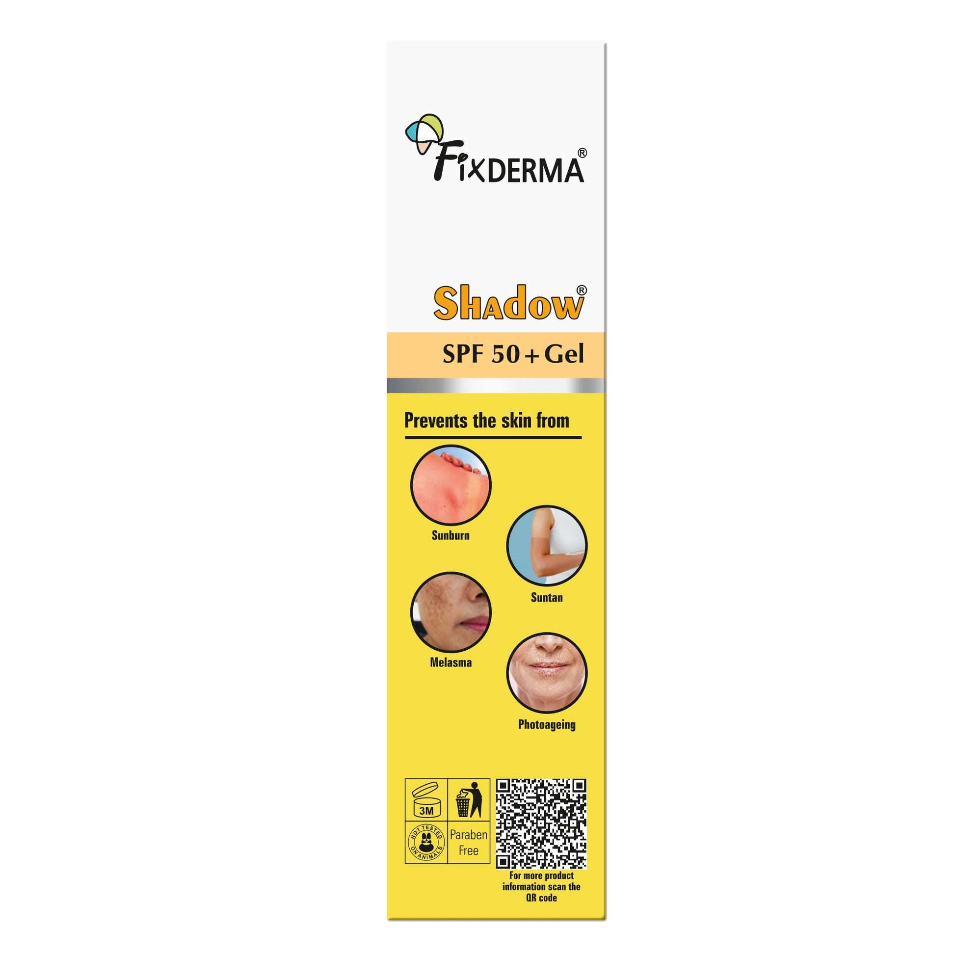 FIXDERMA Shadow Sunscreen Gel SPF 30+ Broad Spectrum | Lightweight Water Resistant for Oily Skin - label detail (38)