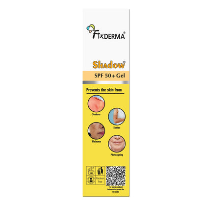 FIXDERMA Shadow Sunscreen Gel SPF 30+ Broad Spectrum | Lightweight Water Resistant for Oily Skin - label detail (38)