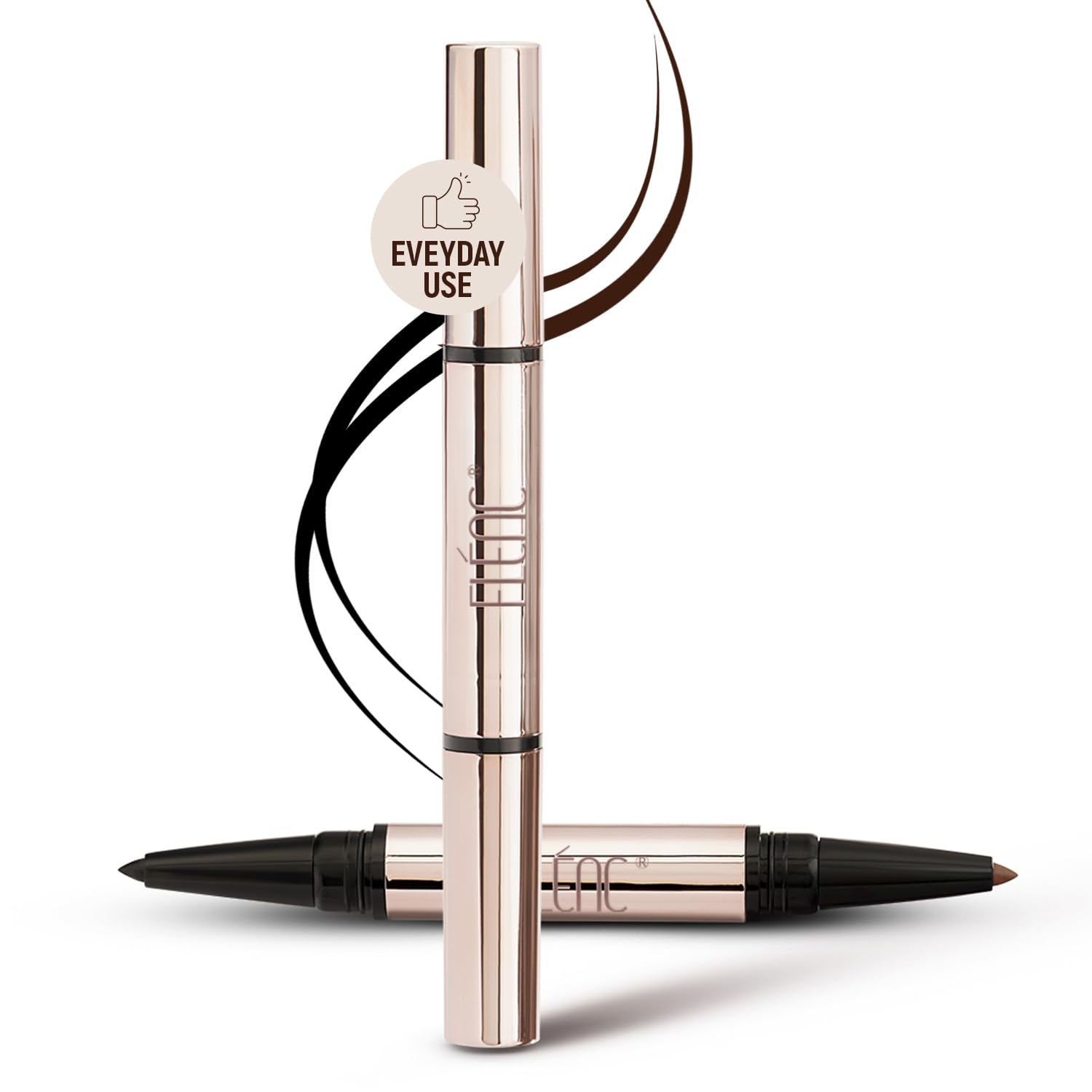 FLENC Kink Wink Kajal, 2-in-1 Black & Brown, 0.8g, Waterproof Smudge-Proof Eyeliner