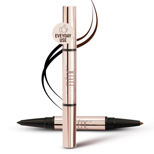 FLENC Kink Wink Kajal, 2-in-1 Black & Brown, 0.8g, Waterproof Smudge-Proof Eyeliner