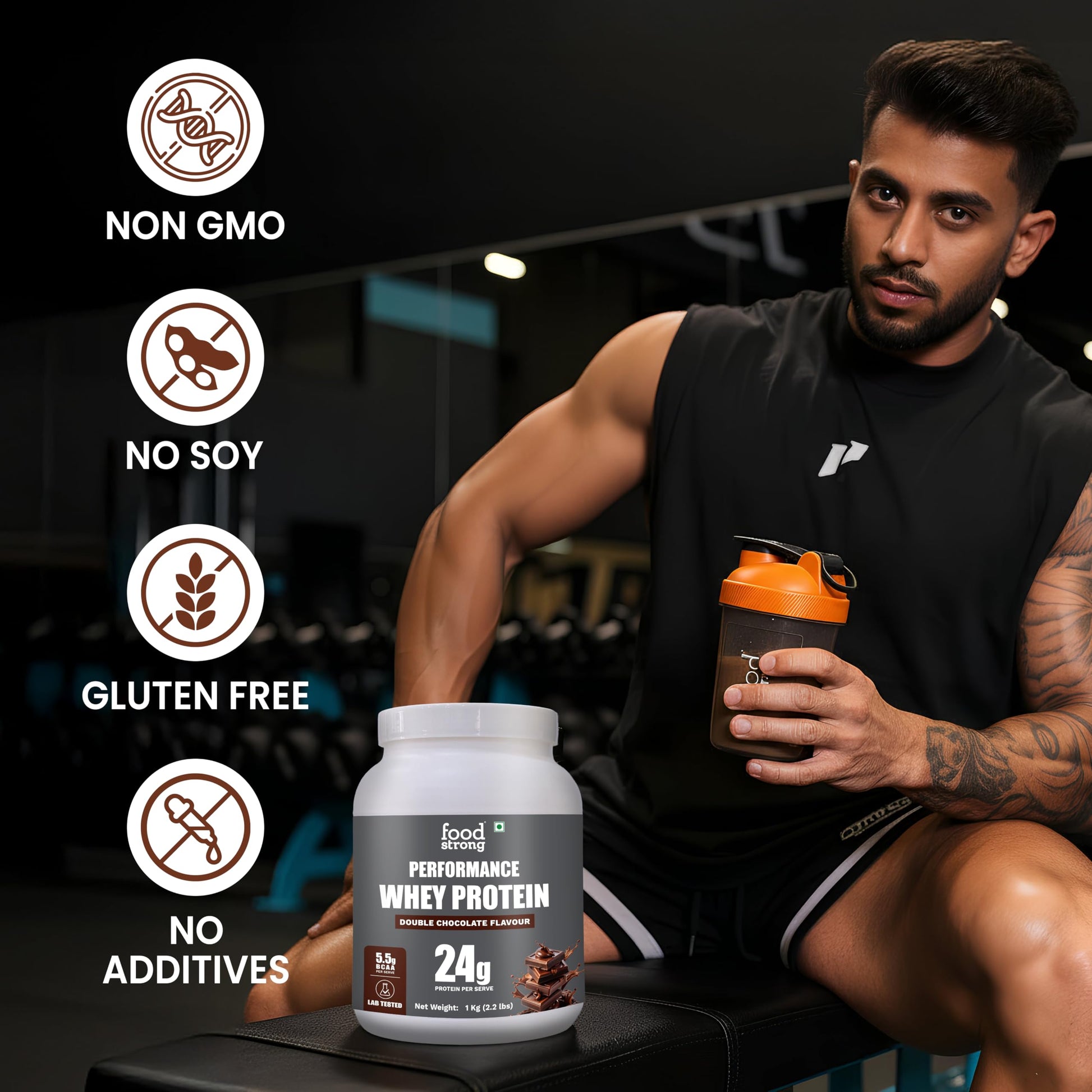Foodstrong Whey Protein Isolate, Grass-Fed Hormone-Free, With Turmeric and Digestive Enzymes, No Added Sugar - label detail (